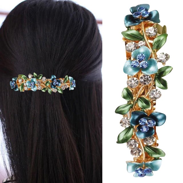Women Rhinestone Hair Clip Flower Decor Butterfly Hair Barrette French Barrette