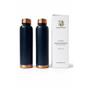 Authentic Nature Copper Water Bottle 900ml | With Anti Oxidant Properities | Provides Health Benefits | Pure Tamba | Blue (Pack of 2 Bottles)