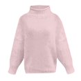 thumbnail image 4 of IROINID Women's Knit Round Neckline Pullover Sweater Solid Color Loose Mid-Length Long Sleeve Tops Knitting Sweater, 4 of 5