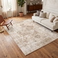 thumbnail image 1 of Exenoray Washable Bohemian Area Rug, Non-Slip Low Pile Printed Rug, Polyester Surface, Coffee Brown, 6' x 9', 1 of 7