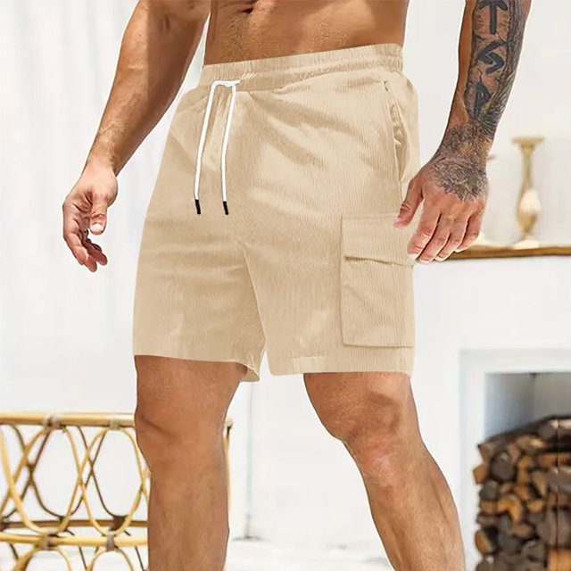 Cheap Shorts for Men, Mens Walk Shorts Mens Shorts Drawstring Mens Utility Shorts Mens Shorts Summer Mens Loose Fit Shorts Men's Tall Shorts, Khaki, XL