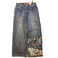 thumbnail image 2 of Lnyulong Unisex Graphic Embroidered Baggy Jeans, Retro Blue, 2 of 6