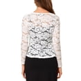 thumbnail image 3 of INSPIRE CHIC Women's Floral Lace Cardigans Tie Front Ruffled Hem Sheer Crop Bolero Shrug M White, 3 of 7