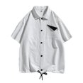 thumbnail image 1 of Birdeem Shirts for Men Mens Contrasting Colors Pocket Casual Fashion Lapel Collar Drawstring Hem Shorts, 1 of 9