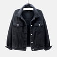 thumbnail image 2 of Pompotops Veste en Denim Unie à Manches Longues pour Femmes, Printemps et Chaude, Liquidation, 2 of 4