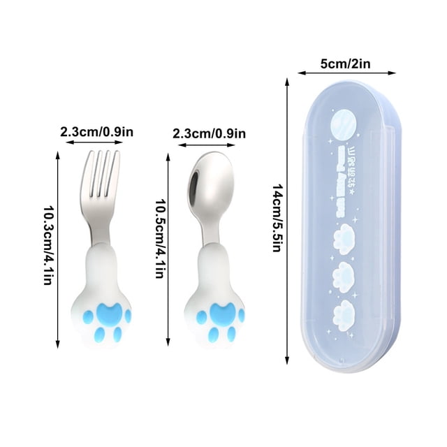 TIMIFIS Knife, Fork, Spoon Set Children's Tableware Creative Paw Spoon Fork Kindergarten Baby Complementary Food Storage Box Set,Cute Styling Kitchen Utensils & Gadgets