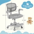 thumbnail image 3 of Costway Kids Desk Chair Children Study Chair with Adjustable Height, Armrest & Footrest Gray, 3 of 10
