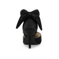 thumbnail image 2 of BLISSFUL STEP Women's Shoes Satin High Heel Pumps Bow Decor Pointed Toe Slip-On Shoes Black 9, 2 of 7