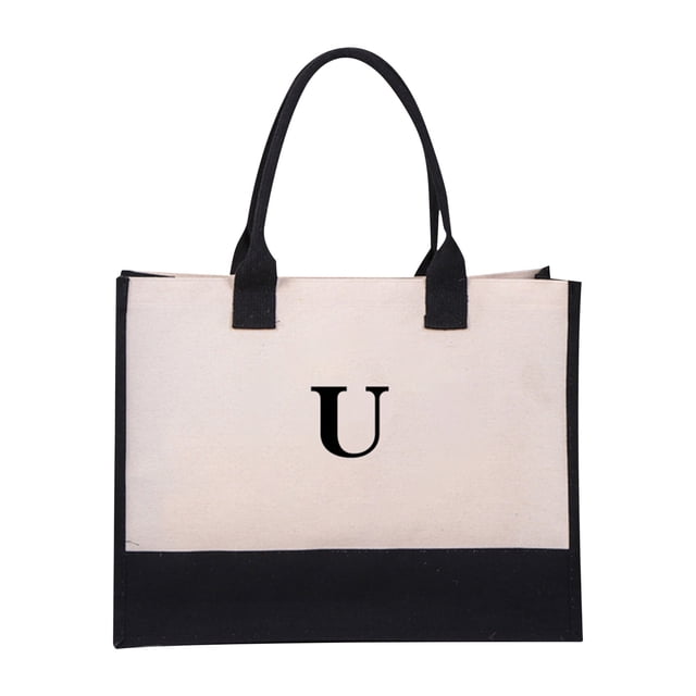 Sac en Toile avec Sangle à Fermeture Éclair Réglable pour Initiales et Maquillage, Cadeau d'Anniversaire pour Femmes