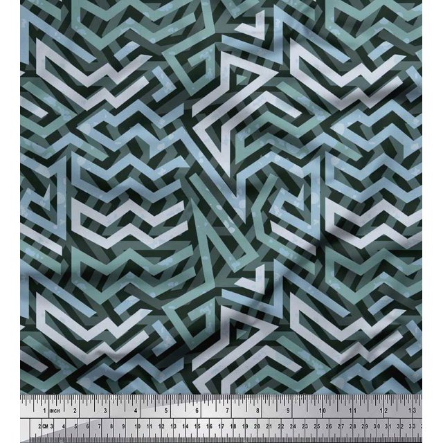Soimoi Polyester Crepe Fabric Zig Zag Abstract Print Fabric by The Yard 42 Inch Wide