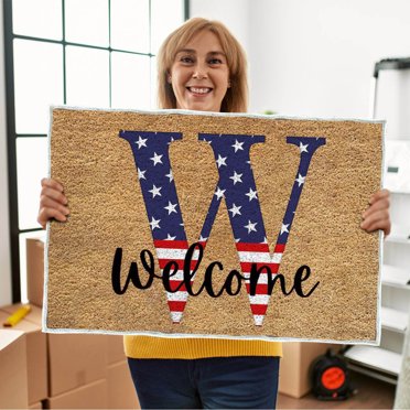 tumgatte 4th Of July Door Mat Patriotic Doormat Entryway Rug Welcome Independence Day Doormat Stain And Fad Patriotic Decor Welcome Outdoor Mat Up to 60% off