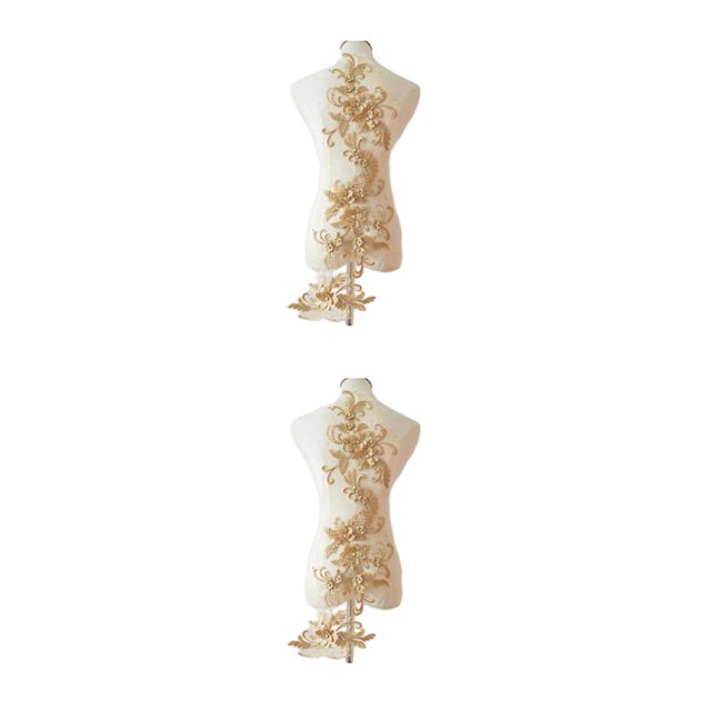 relayinert Belle Robe en Dentelle Florale Applique Patch pour Robes de Mariage Uniques Robe de Mariage Unique Dentelle Applique Or 2Ensemble