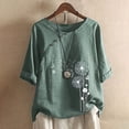 thumbnail image 2 of 2025 Col Rond Manches Courtes à Boutons T-Shirt de Compression à Manches Longues pour Femmes Imprimé Floral T-Shirt Court Hauts Chemise à Manches Longues pour Femmes Blouse Décontractée Femme Chemises à Manches Longues pour Femmes, 2 of 4