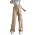 thumbnail image 2 of RXIRUCGD Pantalon de Travail Grand en Velours Uni pour Femmes avec Cordon de Serrage, Café, Taille : m, 2 of 3