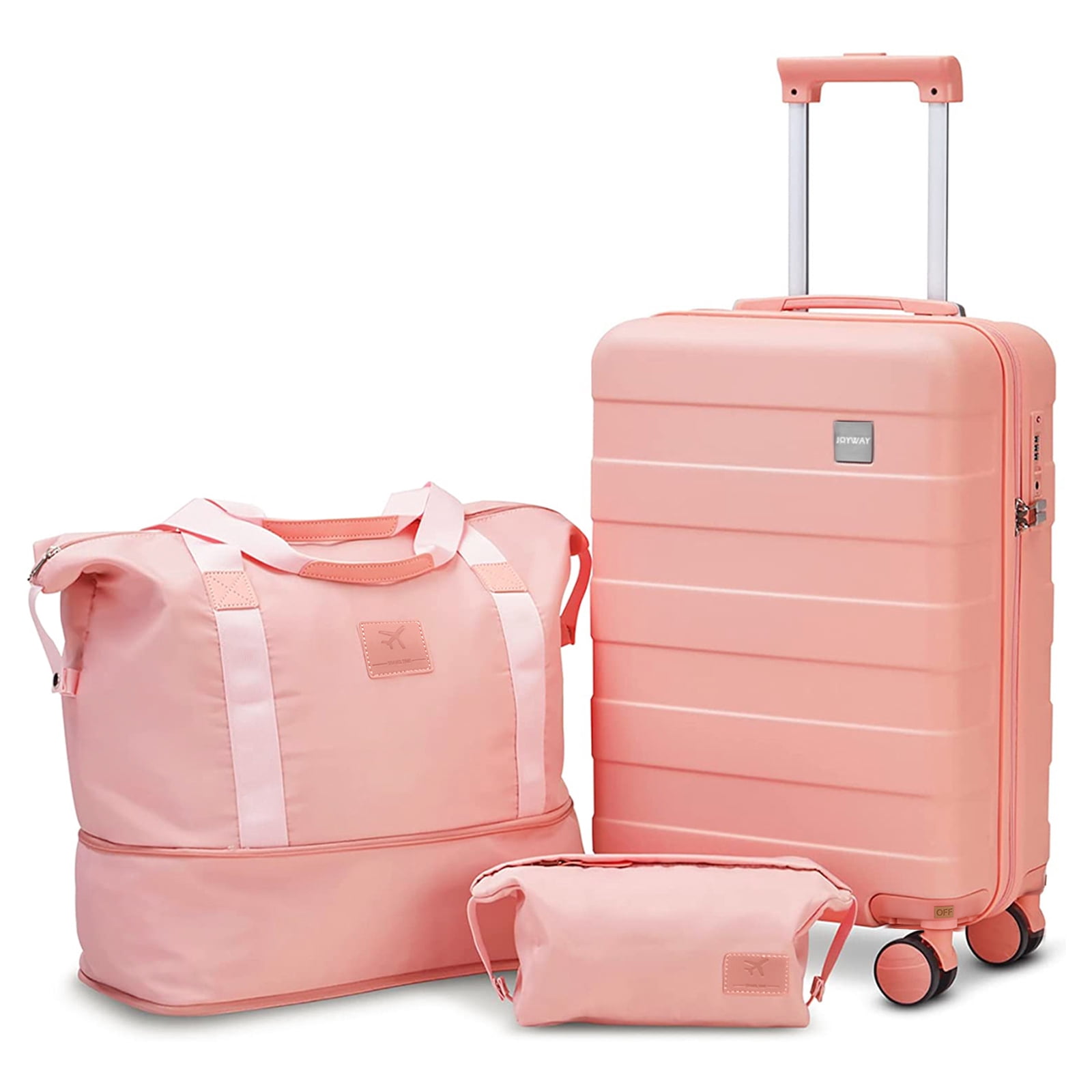 Joyway 3-Piece Luggage Set 20-Inch Carry-On Suitcase with Spinner Wheels TSA Lock Travel Duffel Bag and Toiletry Bag Hardside Lightweight Luggage