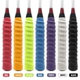 thumbnail image 4 of 5-Pack Black PU+EVA Racket Overgrip Tape with Design, 110cm Length Sweat-Absorbent Grip Band, Includes 5 Adhesive Tapes for Tennis/Badminton Rackets, 4 of 6