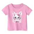 thumbnail image 3 of Hauts Filles Été Manches Courtes Mignon Imprimé Lapin de Pâques Col Rond T-Shirt Décontracté Garçons T-Shirts Rose 3-4 Ans, 3 of 3