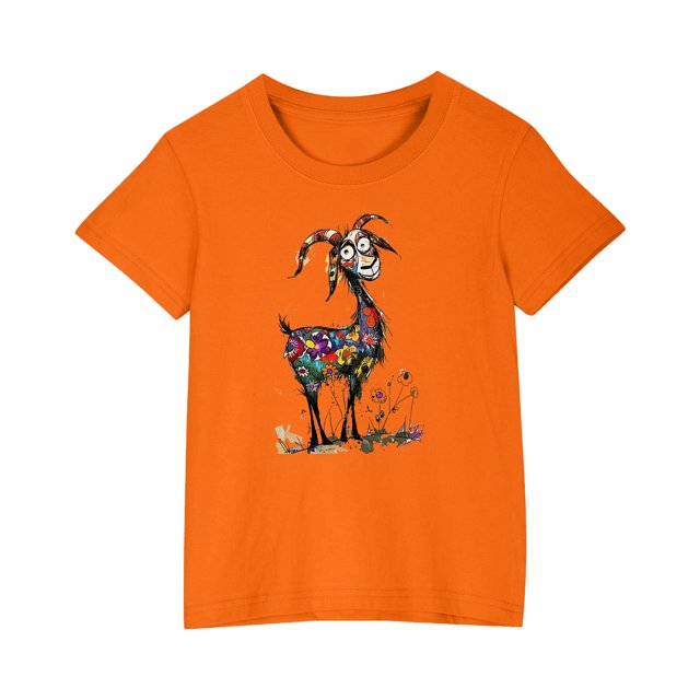 RXIRUCGD 2025 Vêtements d'Été pour Enfants T-shirt Imprimé Mode Mignon Col Rond Manches Courtes
