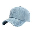 thumbnail image 1 of Unisex Casual Denim Hole Splice Hat Adjustable Washed Baseball Cap, 1 of 4