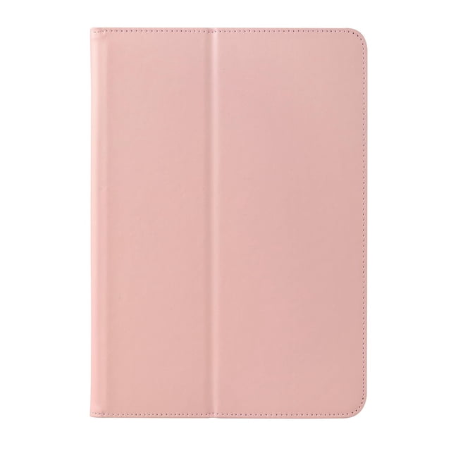 Habitu Universal Folio Case for 9" - 11" Tablets in pink, made of smooth vegan leather with stitched edges, slim and lightweight design, offering all-around protection and multiple viewing angles, shown closed from a front-facing view on a white background. It is also suitable for protecting tablets during travel or daily use.