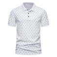 thumbnail image 1 of RKSTN Polos pour Hommes à Imprimé Boutons Coupe Ajustée Col Rabattu Chemises Manches Courtes Mode Décontractée Blouse Hauts, 1 of 4
