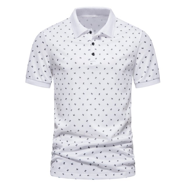 RKSTN Polos pour Hommes à Imprimé Boutons Coupe Ajustée Col Rabattu Chemises Manches Courtes Mode Décontractée Blouse Hauts