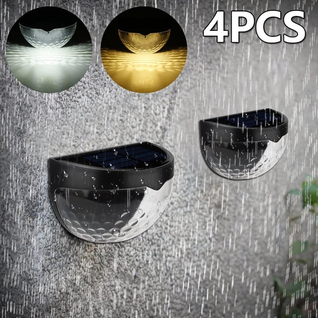 Solar Fence Post Lights Wall Mount Decorative Deck Lighting Black 4 Pack