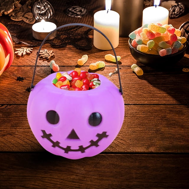 Meitianfacai Halloween Candy Buckets for Kids, Halloween Pumpkin Bucket, Candy Buckets with Handle, Mini Halloween Goody Buckets for Halloween Party Dance Decoration Props