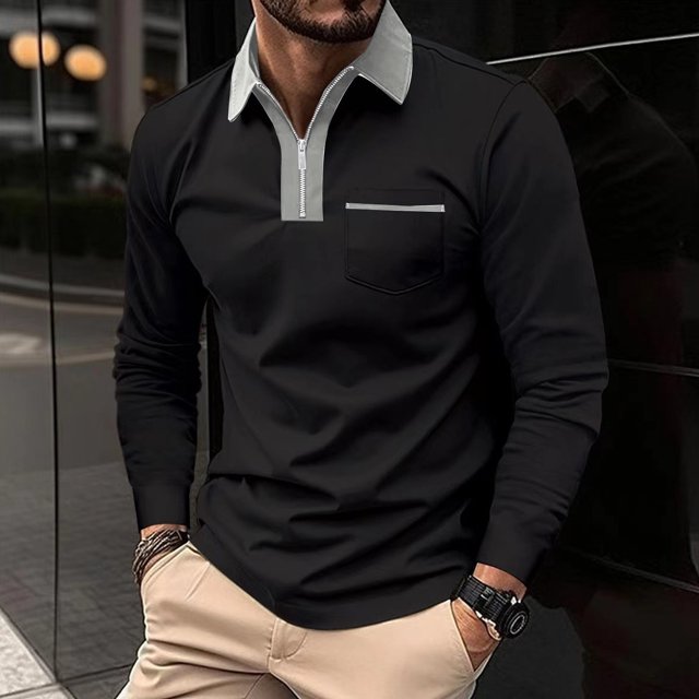 RXIRUCGD Chemise de Golf à Manches Longues avec Poche pour Hommes, Col Rabattu, Gris, Taille : TG