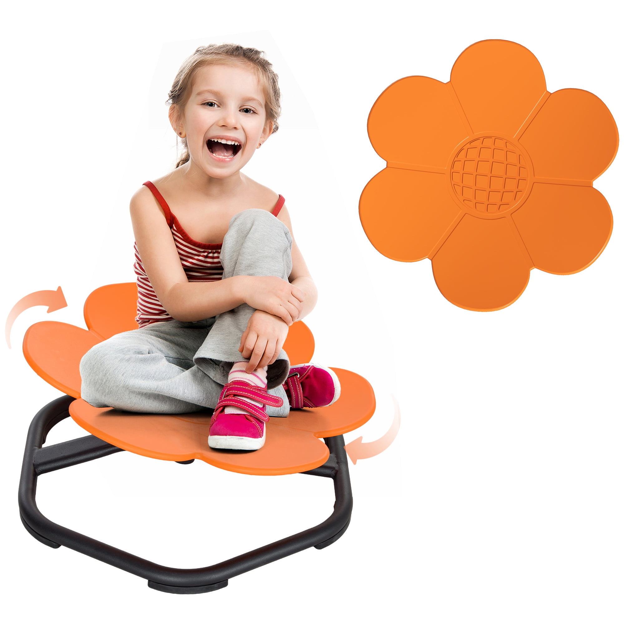 Qaba Flower-Shaped Kids Swivel Chair, Sensory Spinning Chair, Orange