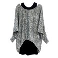 thumbnail image 1 of 2PCS Fashion Women Batwing Long Sleeve T-Shirt Solid O-Neck Plus Size Tops, 1 of 2