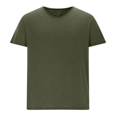 Kaemgyyd Mens Cotton T Shirts Comfortable Short Sleeve Classic Basic V Neck T-Shirt Casual Loose Fit Summer Solid Color Tee