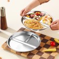 thumbnail image 2 of Assiettes de Dîner en Acier Inoxydable en Silicone à Succion Plateau de Service Compartimenté Assiettes Empilables pour Déjeuner Plateau à Collations pour Enfants Contenant de Lunch pour l'École, 2 of 8
