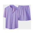 thumbnail image 2 of Ensemble Chemise à Manches Courtes Col Carré Décontracté Couleur Unie pour Hommes, 2 of 4
