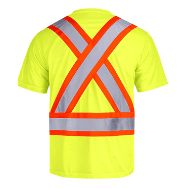 North Care T-Shirt de Sécurité Haute Visibilité pour Hommes et Femmes – Chemise de Travail Réfléchissante Jaune Haute Visibilité (Lime), CSA Z96 Classe 2, Polyester Respirant - Taille Grand