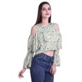 thumbnail image 3 of Moomaya Button Front Cold Shoulder Top Printed  Casual Loose Blouse Short Top, 3 of 4