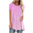 thumbnail image 1 of Birdeem Mode Femmes Mode Manches Courtes Col Rond T-Shirt Long Imprimé Blouse Hauts Amples, 1 of 4