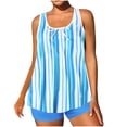 thumbnail image 2 of UPPADA Womens Plus Size Two Piece Tankini Swimsuits Twist Front High Waist V Neck Swimwear Floral Tummy Control Modest Bathing Suits with Bottom Womens Tankini Tummy Control Light Blue,2xl, 2 of 6