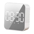 thumbnail image 1 of White Digital Mirror Clock With Large Screen Display, Alarm Clock With Temperature, Sound Activated, For Bedroom Desk, Battery Or Plug In Option, 1 of 8