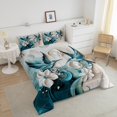 thumbnail image 4 of Erosebridal Ensembles de Couette Bleue Colibri Format Grand, Couettes et Duvets à Fleurs, Noir Réversible, 3 Pcs, 4 of 7