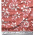 thumbnail image 1 of Soimoi Orange Poly Georgette Fabric Dot & Floral Printed Fabric 1 Yard 42 Inch Wide, 1 of 3