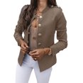 thumbnail image 1 of Innerwin Business Jackets V Neck Women Blazers Work Solid Color Slim Fit Cardigan Jacket Khaki L, 1 of 2