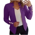 thumbnail image 1 of BiZtdJrK Spring Savings! Womens Business Casual Outfits Button Trims Long Sleeve Lapel Blazers Open Front Solid Color Fall Suits Jackets Purple XL, 1 of 6