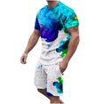 thumbnail image 1 of Men Print Short Sleeves Casual Beach Short Sleeve Round-Neck Blouses & Sets, 1 of 5