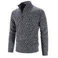 thumbnail image 2 of Men's Half High Neck Pullover Bottom Shirt Slim Winter Half Zipper Knit Simple Solid Colour Sweater Clothes, 2 of 2