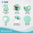 thumbnail image 2 of Ostrich Chaise de Plage Pliante d'Extérieur 3-en-1 Rembourrée de Luxe, Sarcelle (Lot de 2), 2 of 10