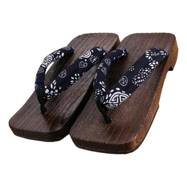 maskred Japanese Clogs Slippers Geta Sandals Flops for Men Women Fashionable and Versatile Blue Square Size 44 2Set