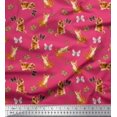 thumbnail image 1 of Soimoi Pink Moss Georgette Fabric Insect & Cat Animal Print Fabric by The Yard 42 Inch Wide, 1 of 3