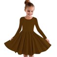 thumbnail image 1 of MeetoTime Robe de Performance pour Filles à Manches Longues, Couleur Unie, Col Rond, Extensible, Robe de Récital Scolaire, 4-14 Ans, Vêtements pour Enfants, 1 of 5
