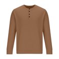 thumbnail image 4 of Yuyuzo Sweatshirts for Men Long Sleeve Round Neck Buttons Pullover Knitted Textured Solid Color Tops, 4 of 6